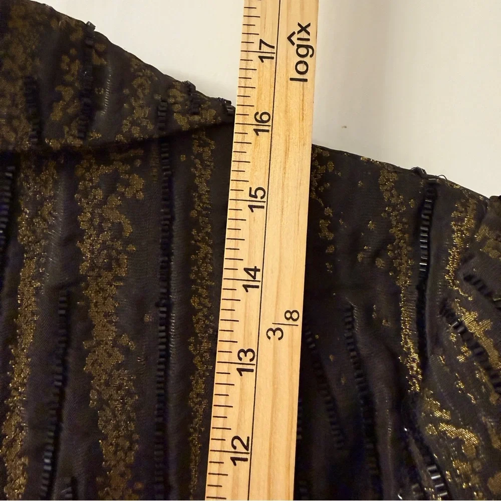 Carmen Marc Valvo Collection Cropped Evening Jacket Size 10 Gold Black Beaded
